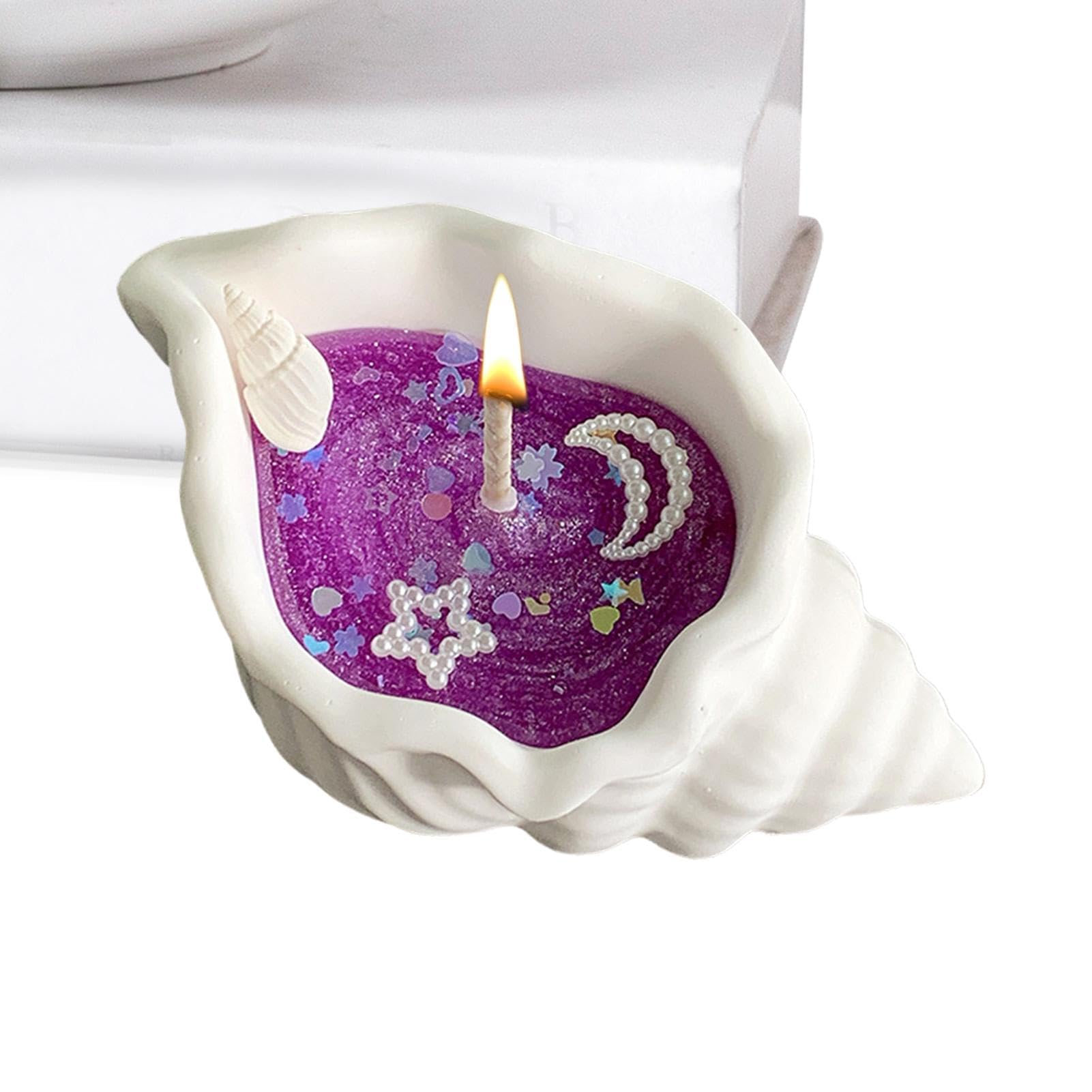 Shell-Shaped Scented Candles, Conch Shell Candle, Soy Wax Candles, Scented with Beach Motif(Purple)