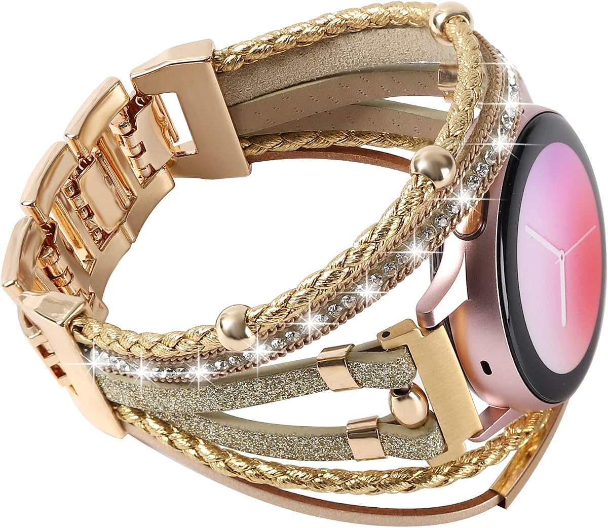 Posh Leather Bands Compatible with Samsung Galaxy Watch 7 6 5 4 40mm 44mm/Watch 6 4 Classic Band 42mm 46mm 43mm 47mm/Galaxy Watch 5 Pro Band 45mm/Active 2, 20mm Boho Bracelet Handmade Strap for Women