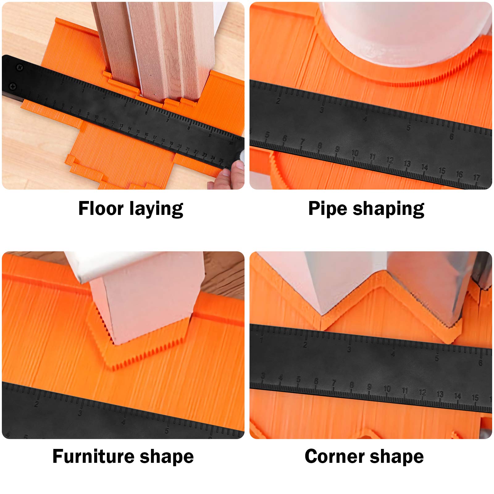 Kontur-Duplikator & Winkelfinder Set – 25,4 Cm + 12,7 Cm Profillehre Für Holz- & Fliesenarbeiten