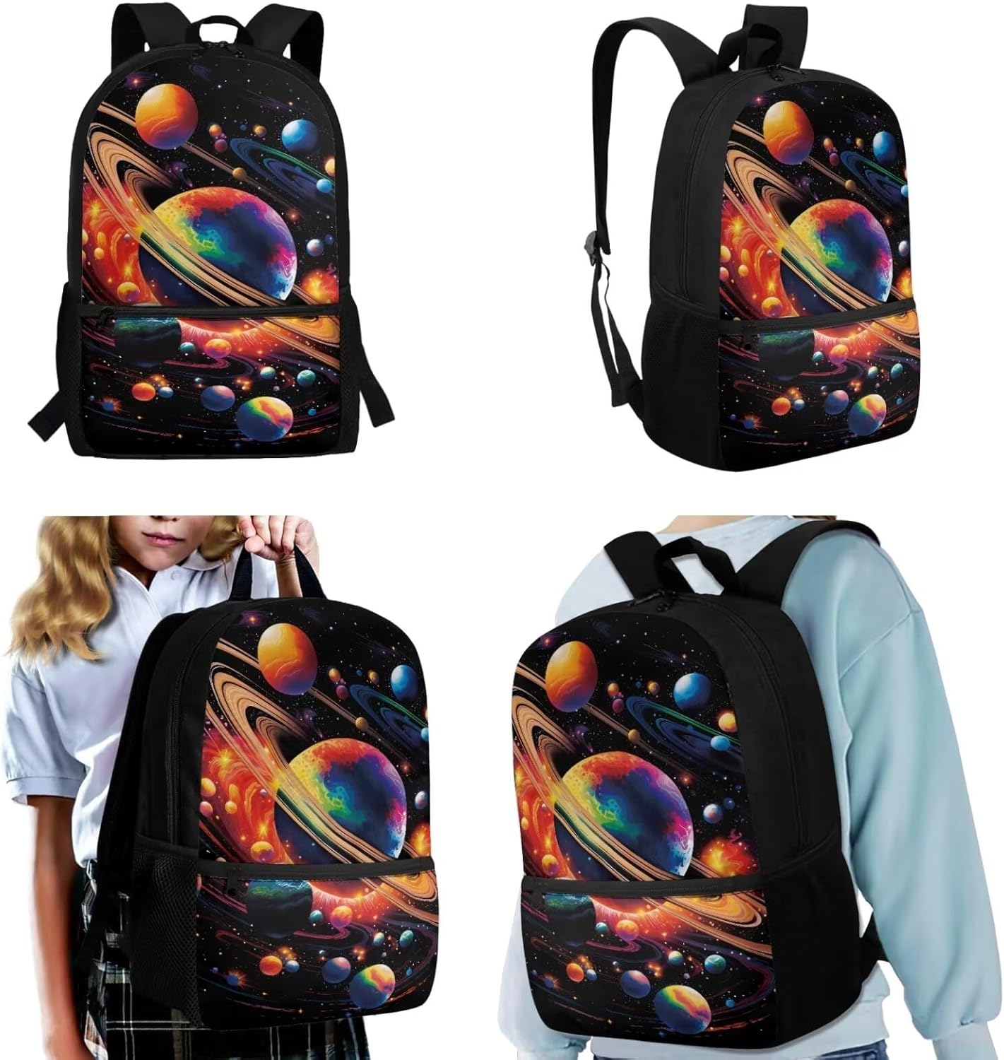 TOADDITDO Galaxy Backpack and Lunch Box Set for Boys Girls 3 Piece Book Bags Set with Pencil Case Elementary School Large Schoolbag Kids Daypacks Laptop Backpacks Travel Duffel Bag Back Pack