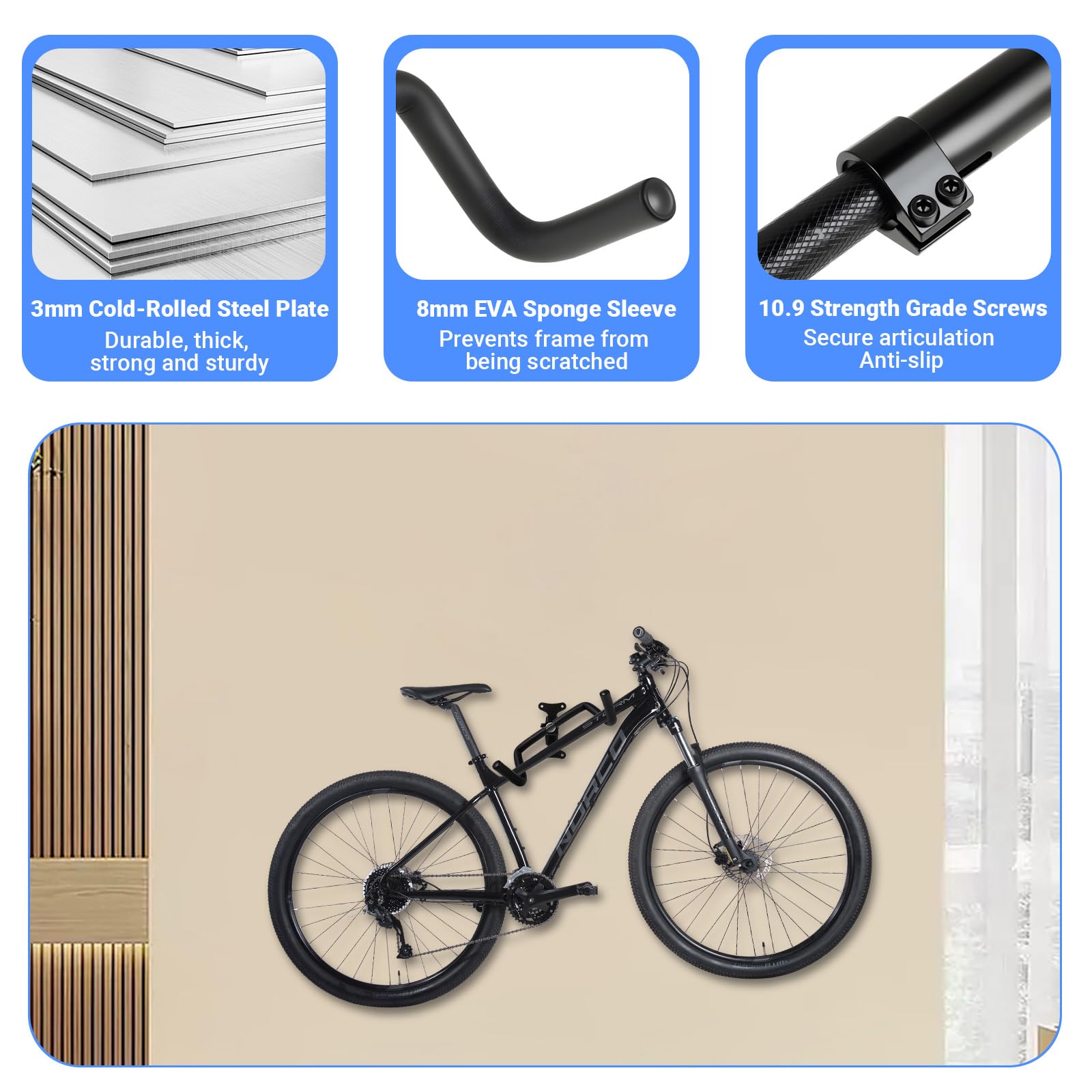 Support Mural Pour Vélo Pliable Et Réglable - Idéal Pour Garage, Balcon Ou Appartement