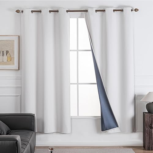 Miniatura 12 de NANPIPER Cortinas 100% opacas para dormitorio de 45 pulgadas de largo, juego de 2 paneles, cortinas de tratamiento de ventanas con aislamiento