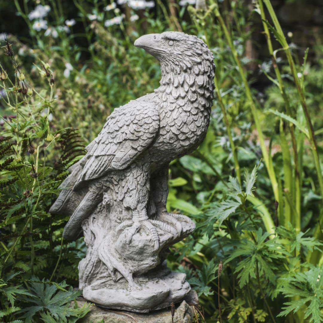 Discount Garden Statues Grey Highly Detailed Solid Stone Cast Eagle Garden Concrete Stone Ornament 46Cm Tall By Dgs