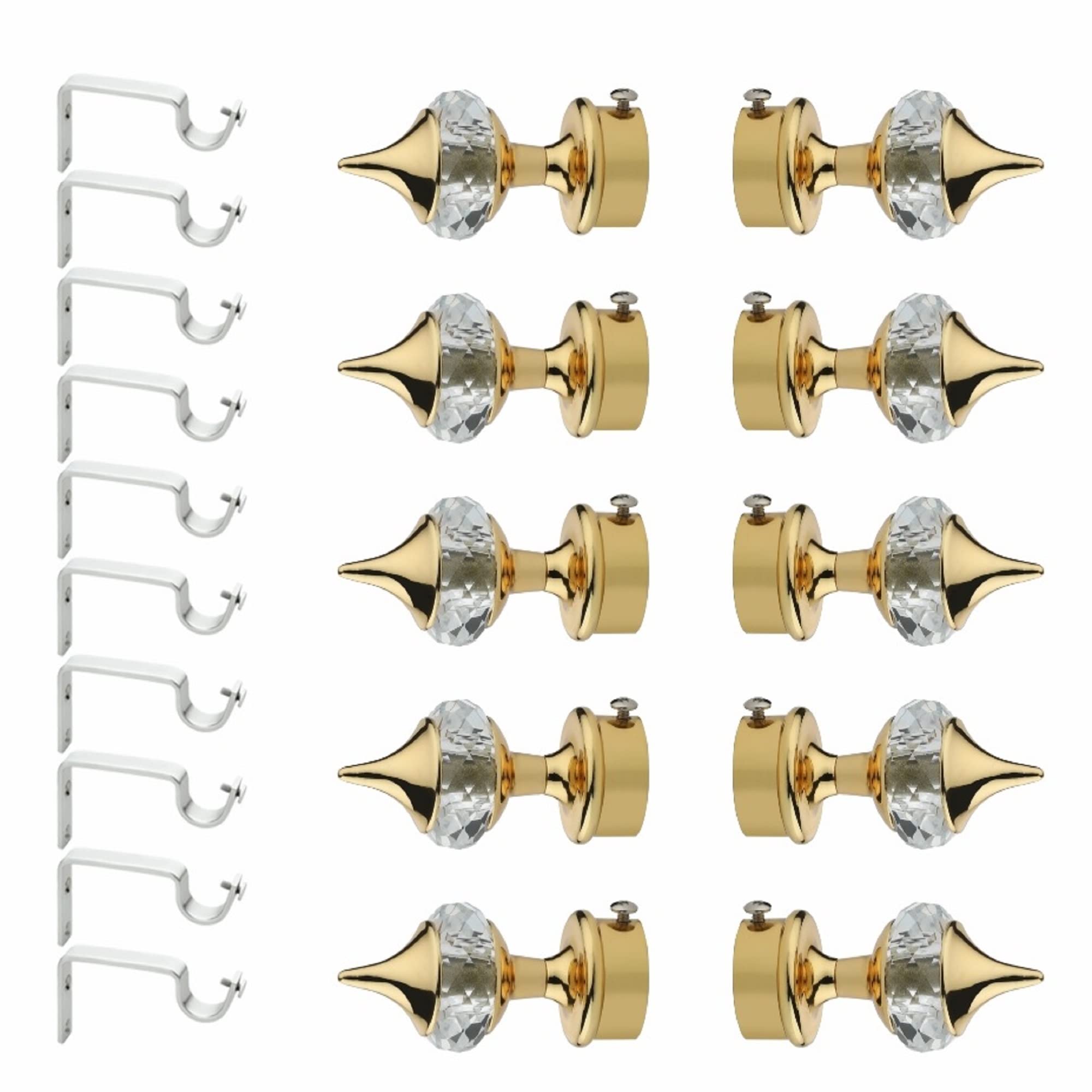GLOXY ENTERPRISE Aluminium Single Diamond Curtain Brackets Parda Holders with Support Fittings 1 Inch Rod Pocket Finials Designer Door and Window (Golden 10 Pair) (B0933BS41B) Amazon Price History, Amazon Price Tracker