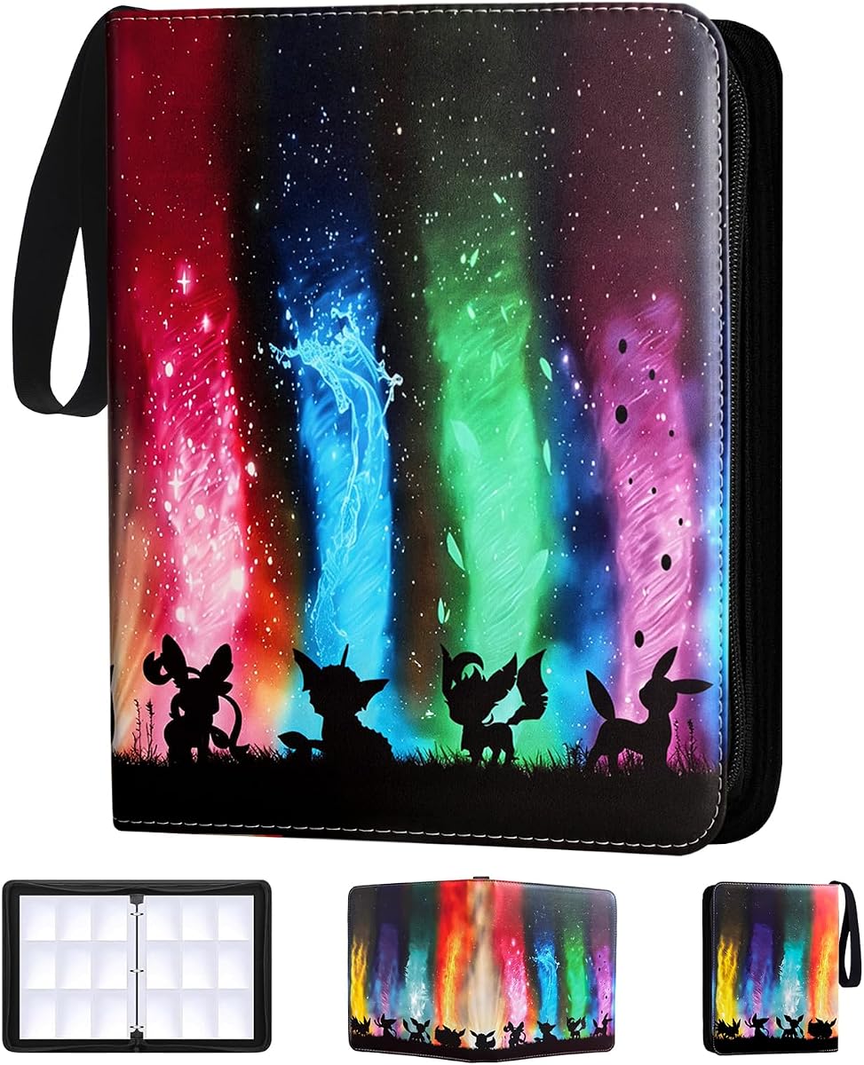 Card Binder 9-Pocket,900 Pockets Game Trading Card Collectible Album | Premium Card Storage Folder With Zipper Closure,3-Ring,50 Removable Sleeves,MTG/TCG Card Holder Gift for Card Hobbyist