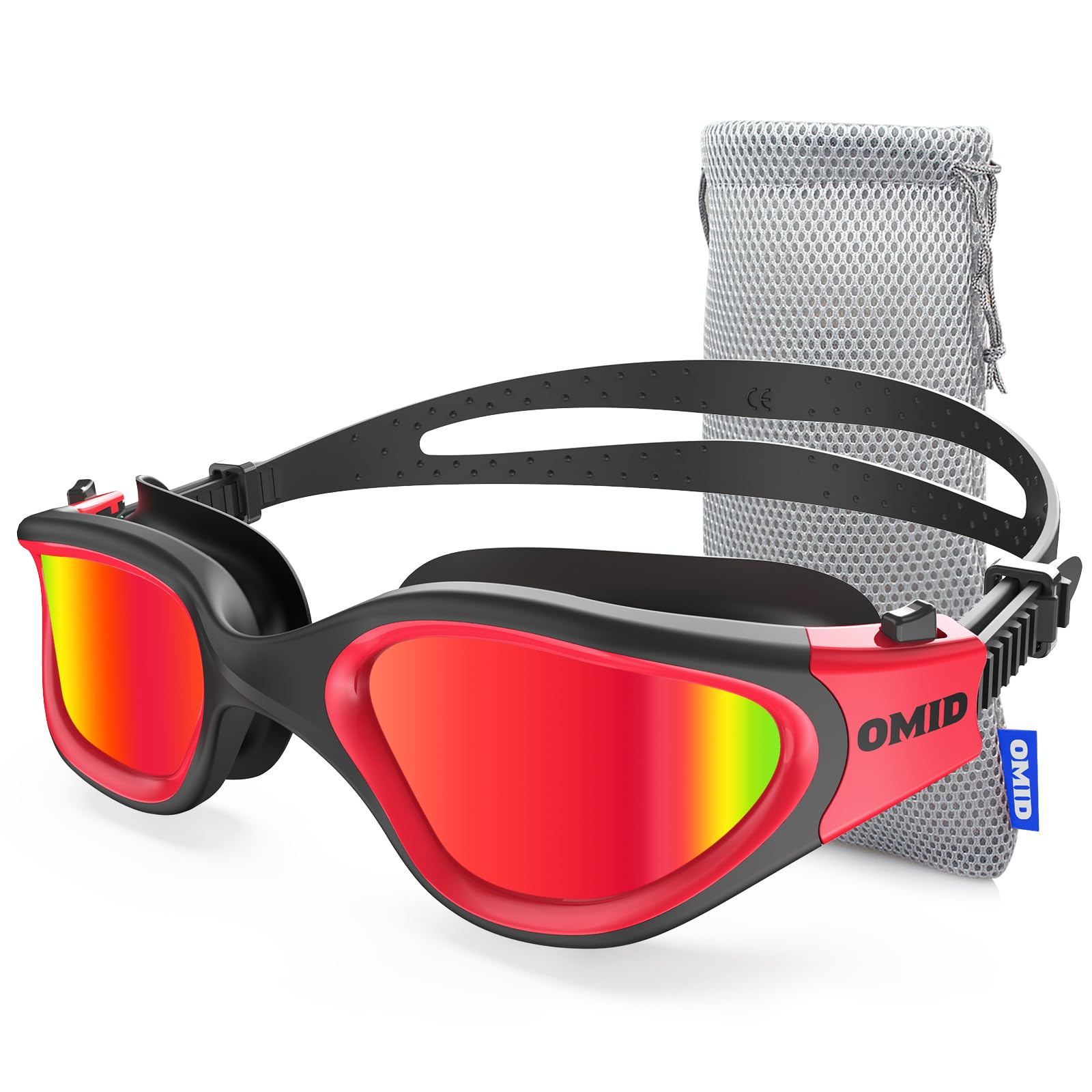OMID Schwimmbrille, bequeme, polarisierte Schwimmbrille, beschlagfrei, auslaufsicher, UV-Schutz, kristallklare Sicht, Schwimmbrille für Herren, Damen, Erwachsene