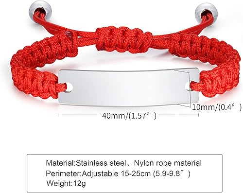 Miniatura 2 de XUANPAI Pulsera de alerta médica para mujeres, pulsera de cuerda trenzada ajustable hecha a mano para hombrespulsera de identificación médica para