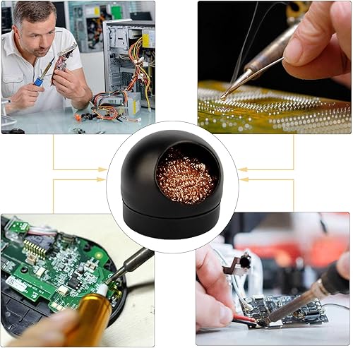 Miniatura 12 de Kaisiking Limpiador de puntas de soldador, alambre de limpieza de punta de soldadura y estación de soporte, latón en espiral suave con 3 piezas