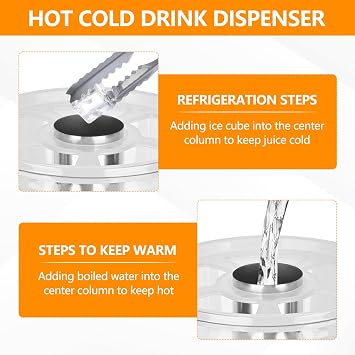 Drink Dispenser with Stand, 4.2 Gallon Beverage Dispenser for Parties, Stainless Steel Dual-Head Juice Dispenser with Centre Ice Core and Drip Trays for Parties, Buffet Cafeterias, Homes