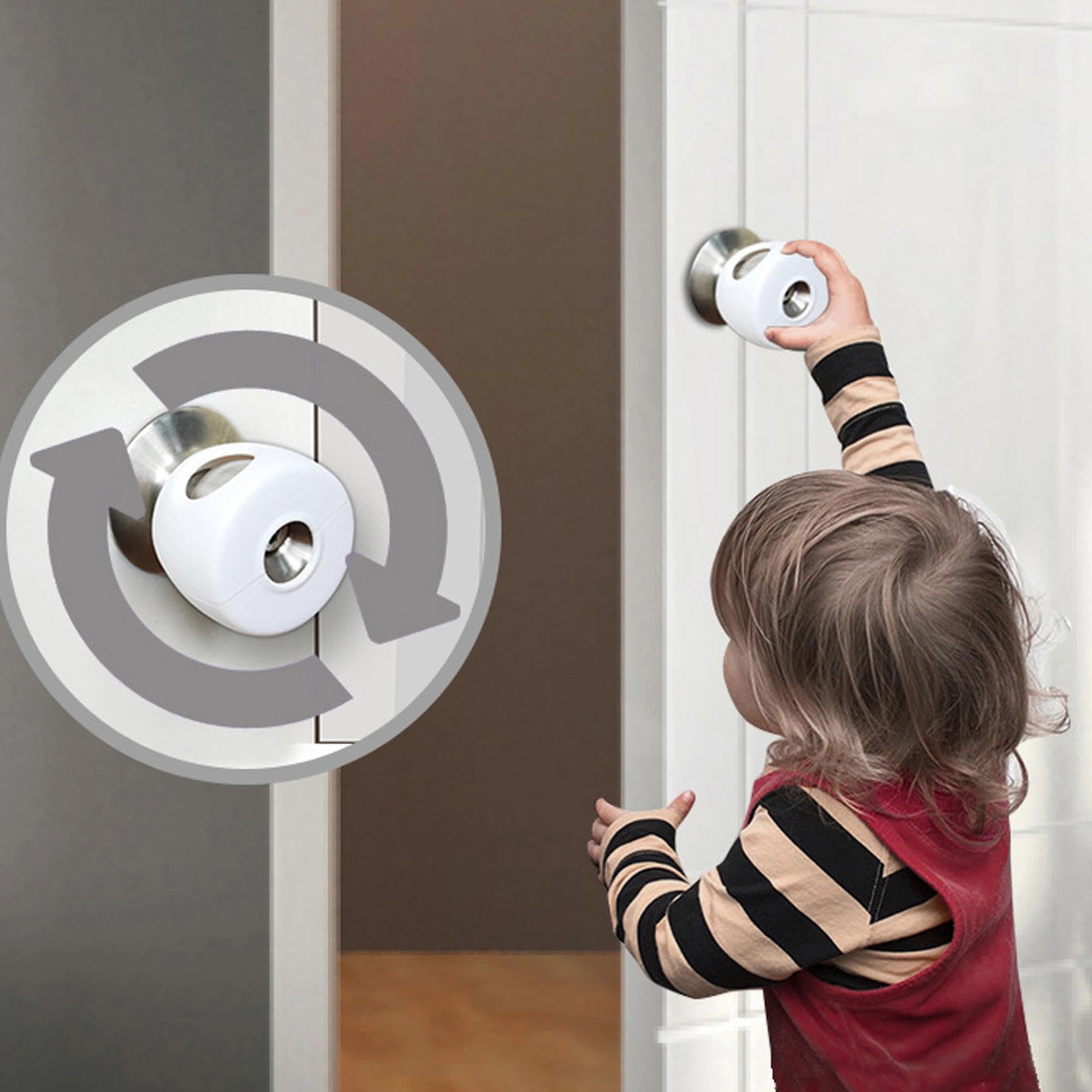 AILUOQI 4 Pack Childproof Door Knob Covers Babyproof Child Door Locks Door Handle Baby Proofing Door Safety for Kids