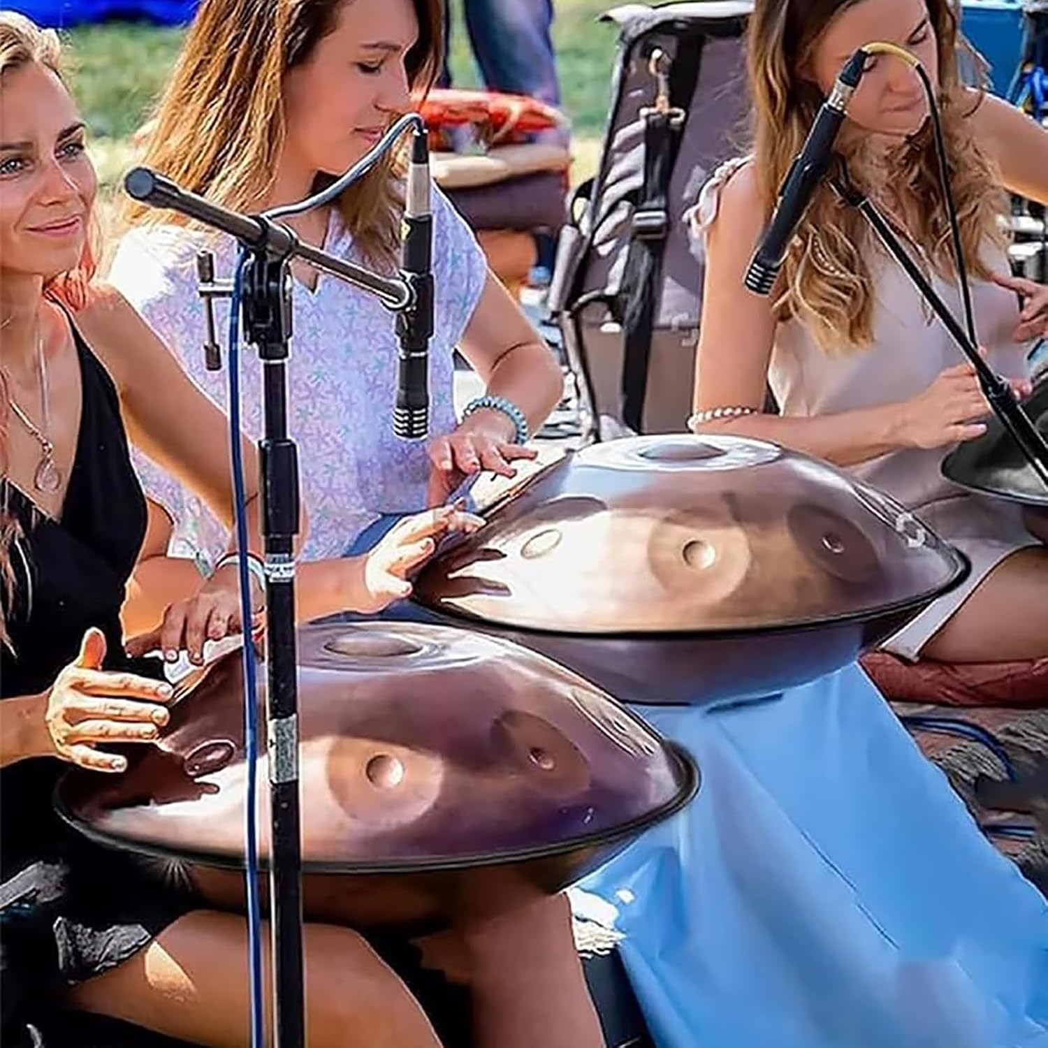 Tamburo a mano da 55,9 cm, 10 note in re minore, professionale, in acciaio, 440 Hz, percussione armonica per la guarigione del suono, yoga, meditazione