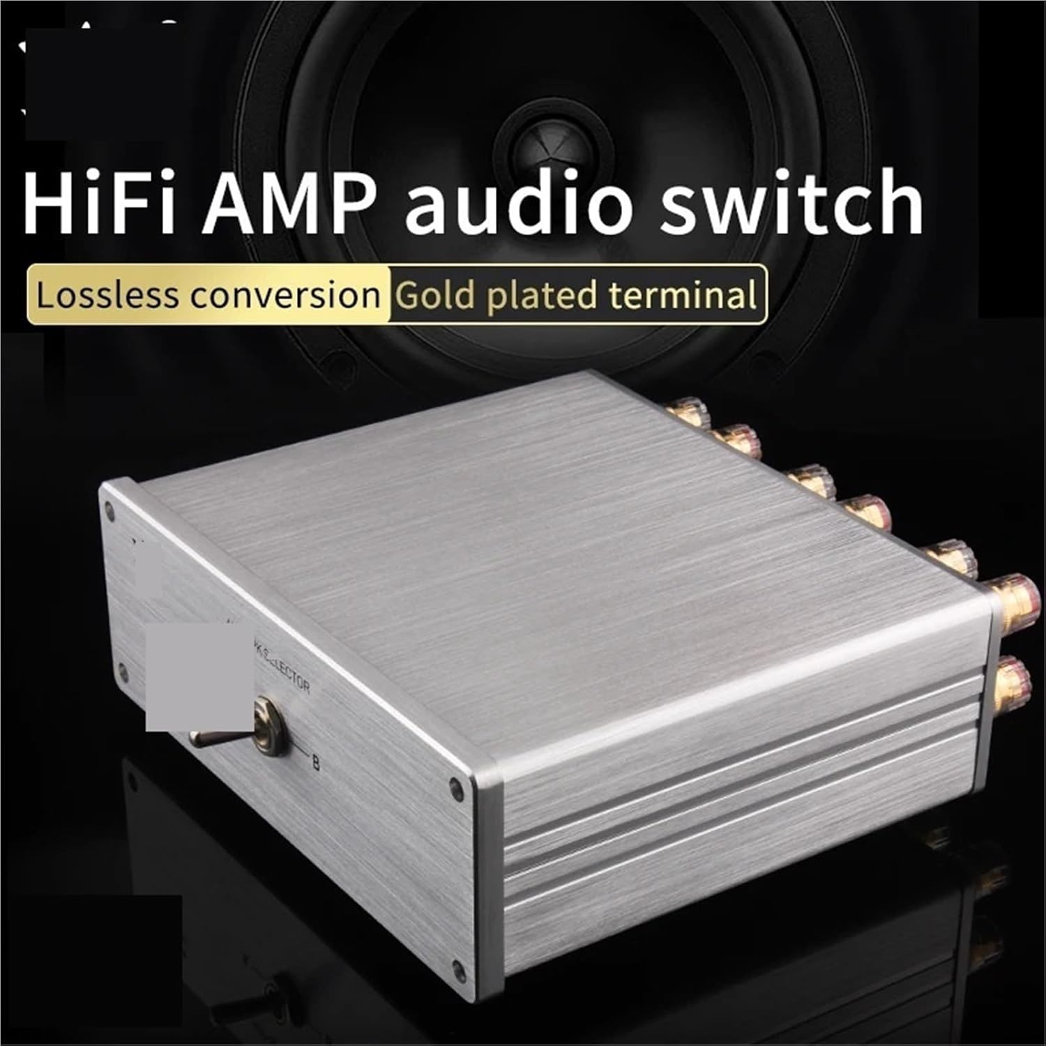HiFi Lossless 2 in 1 Out Audio Switcher Amplifier Speaker Switch Converter Switch Splitter Selector Box for HiFi Audio(Black)