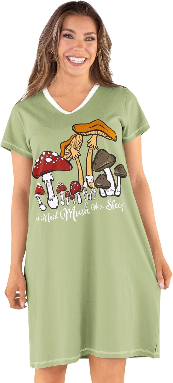 Lazy One Women's Nightgown, Funny V-Neck Sleep Shirt for Women, Novelty Pajama Shirts