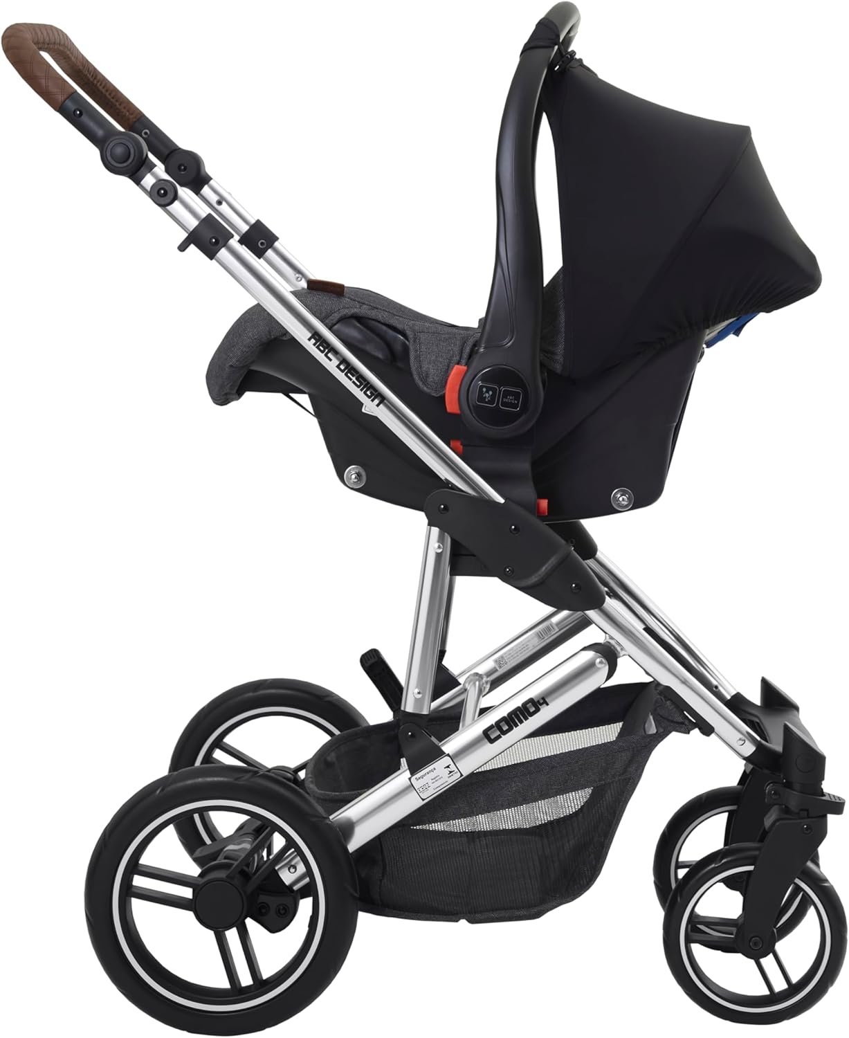 ABC DESIGN Como 4 Diamante Stroller with a bag attached to the handle