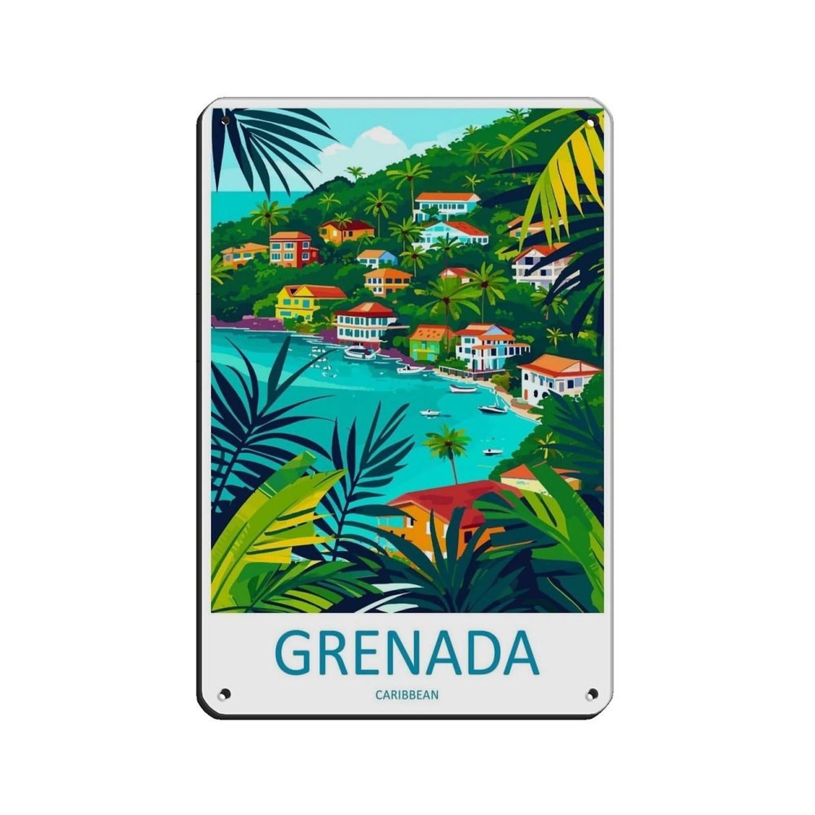 Grenada Travel Art Caribbean Travel (22) Tin Sign Vintage Metal Pub Club Cafe Bar Home Wall Art Decoration Poster Retro 8x12inch(20x30cm)