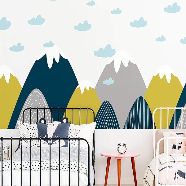 Ambiance Stickers Muraux Enfants Décoration Chambre Bébé - Autocollant Sticker Mural Adhesif Géant Montagnes Scandinaves Donka - H80 x L120 cm - 2