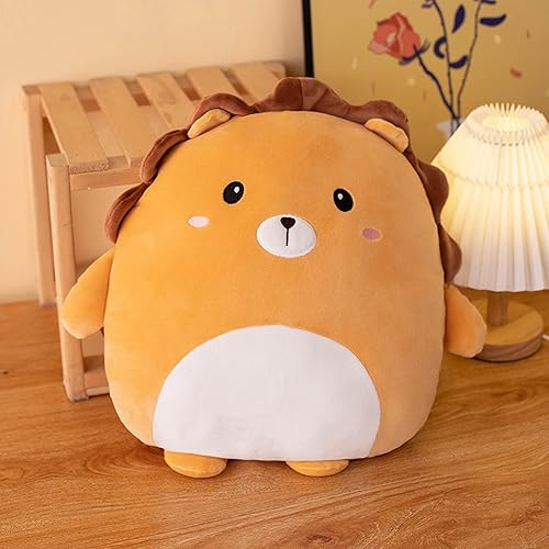 Miniatura 2 de Lannery Almohada de felpa de león, juguete de peluche suave de dibujos animados, almohada para abrazar, lindo peluche de león, 16 pulgadas