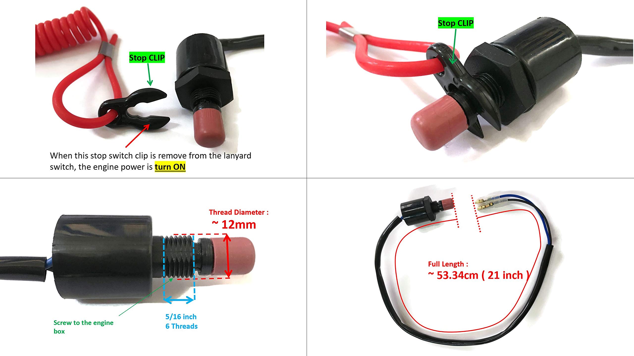 Interruttore Arresto Motore Per Barche - Cordino Di Sicurezza Per Jet Ski JT900, JT1100 - Foto 6