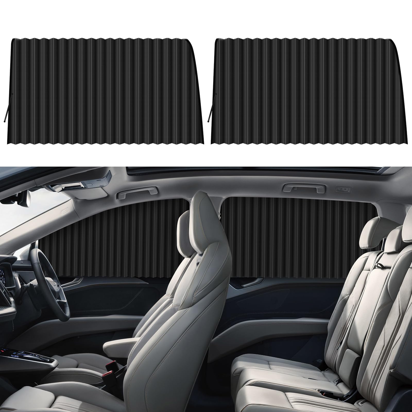 Car Side Window Sun Shades - Privacy Magnetic Black 2 Pcs Covers Blinds Curtains - Auto Accessories Sunshades Keeps Cooler Screen for Baby Sleeping