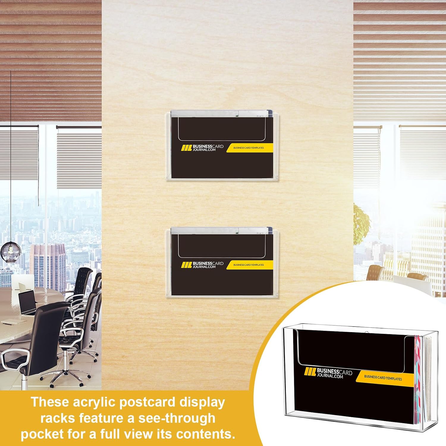 DoubleFill Post Card Holder Display Stand 6 x 4 Inch Wall Mount Index Clear Acrylic Organizer Small Brochure Hanging Pamphlet Holder for Flyer Magazine File Display(6 Pack)