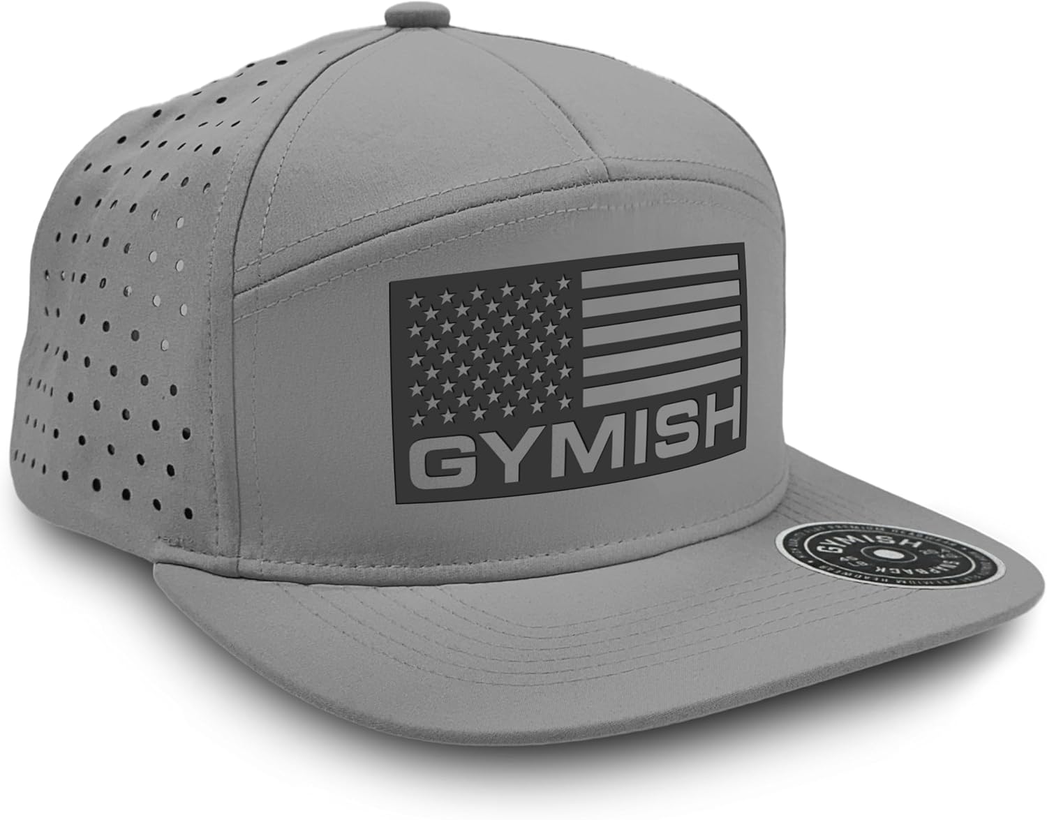 Gymish American Flag Hats for Men, 7 Panel Laser Vented Classic Snapback Hat Mens Gifts