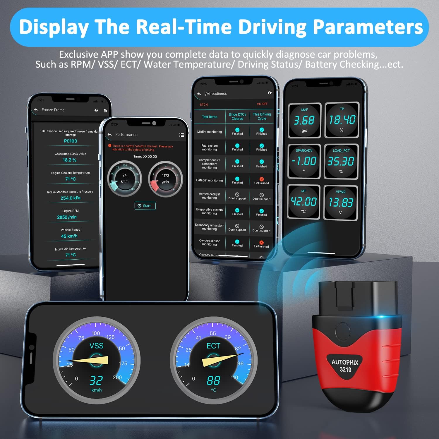 AUTOPHIX 3210 Bluetooth OBD2 Scanner Enhanced Universal Car Code Readers & Scan Tools Diagnostic Scanner with Performance Test Battery Test Check Engine Light Exclusive APP for iPhone, iPad & Android