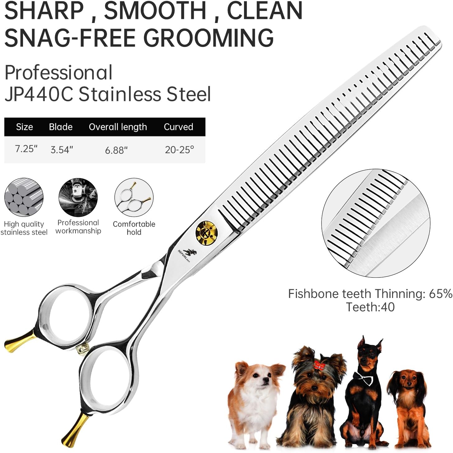 NEPURLson 7.25-inch Crank Hair Clipper is Specially Designed for Right-Handed pet Groomers and is Used for Trimming the Hair of Cats and Dogs. The Scissors are Lightweight.