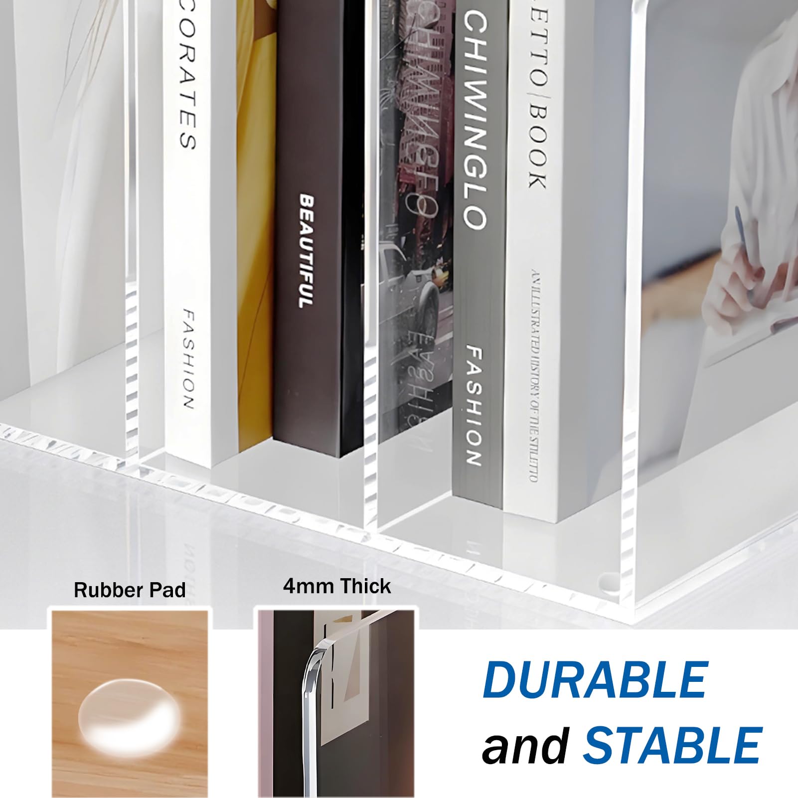 KOEMEHR Acrylic Magazine File Holder with 3 Vertical Compartments - Image 4