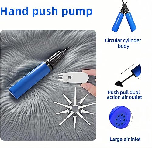 Miniatura 6 de Juego de bombas de bola, kit de inflador de bolas deportivas azules de 13 piezas con 2 extractores y 10 pasadores de válvula, bomba de aire manual