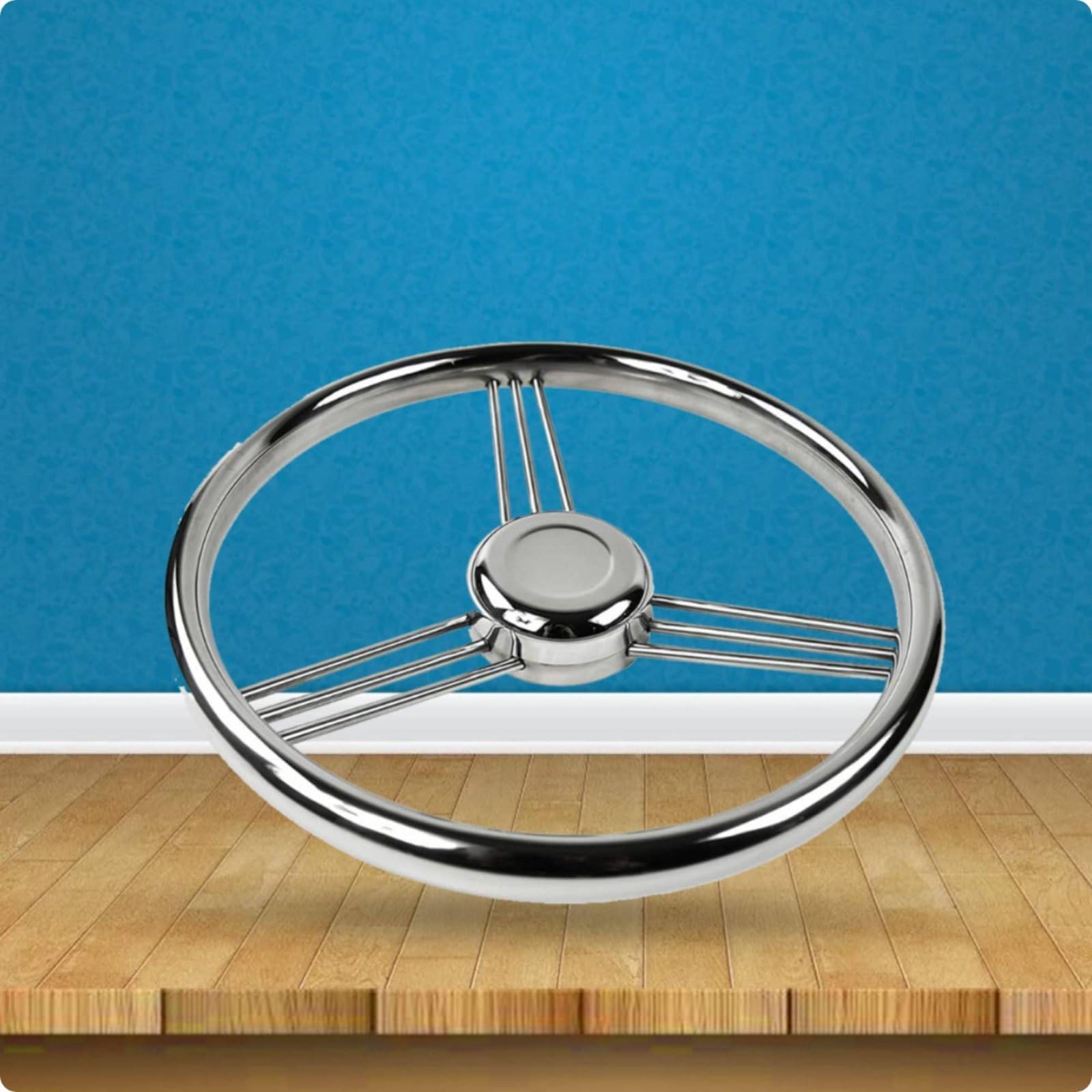 Volante Barca Inox Ruota Timone Nautico Timoneria Universale Presa Ergonomica in Acciaio 316 Antiruggine Finitura Lucidata Adatto per Yacht Motoscafi Barche a Vela Marini
