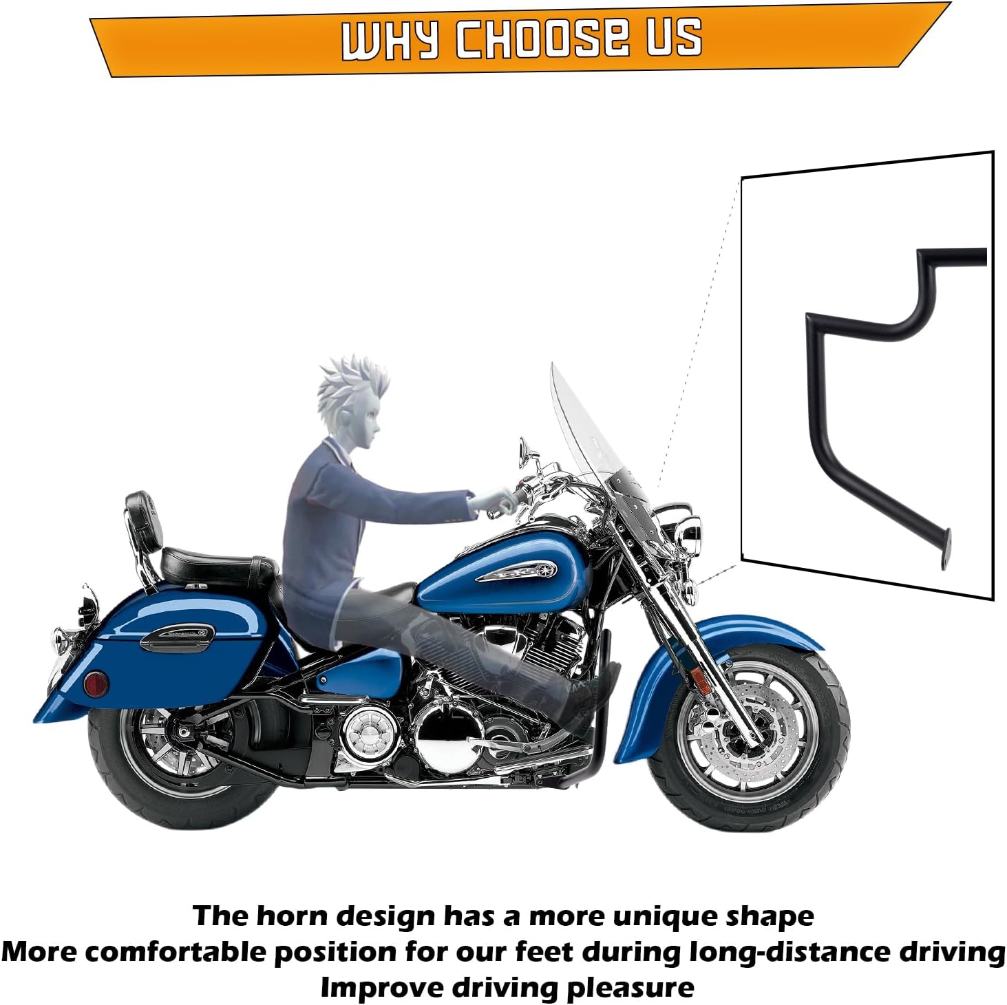 Kinglemc Crash Bar Engine Guard Highway Freeway Bar for Yamaha XV 1600 1700 XV1600 XV1700 RoadStar Wild Star Midnight Silverado Warrior