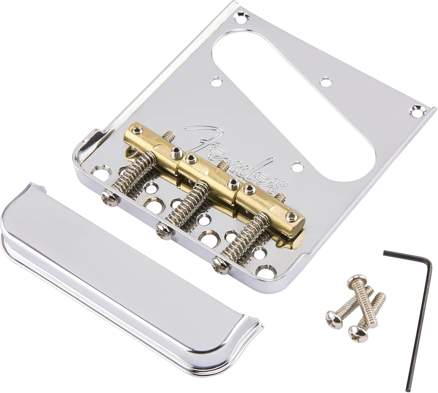 Fender American Professional Tele 3-Saddle Bridge Assembly Electric Guitar Hardware (0992005000) & American Vintage Telecaster Strings-Through-Body String Ferrules