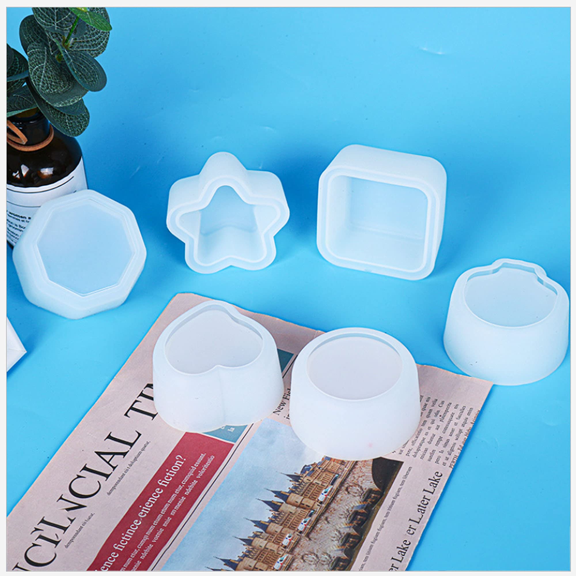 Cayway 14 PCS Moules En Silicone Pour Résine Époxy - Kit Complet Avec Cuillère Et Bol Pour Bricolage Créatif