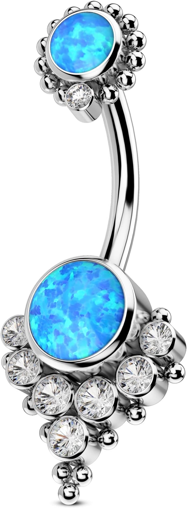 – Titanium Belly Bars G23 Soild Titanium Belly Button Piercing Jewelry Clear CZ Navel Bars 14G Internally Threaded Belly Rings Barbells for Women