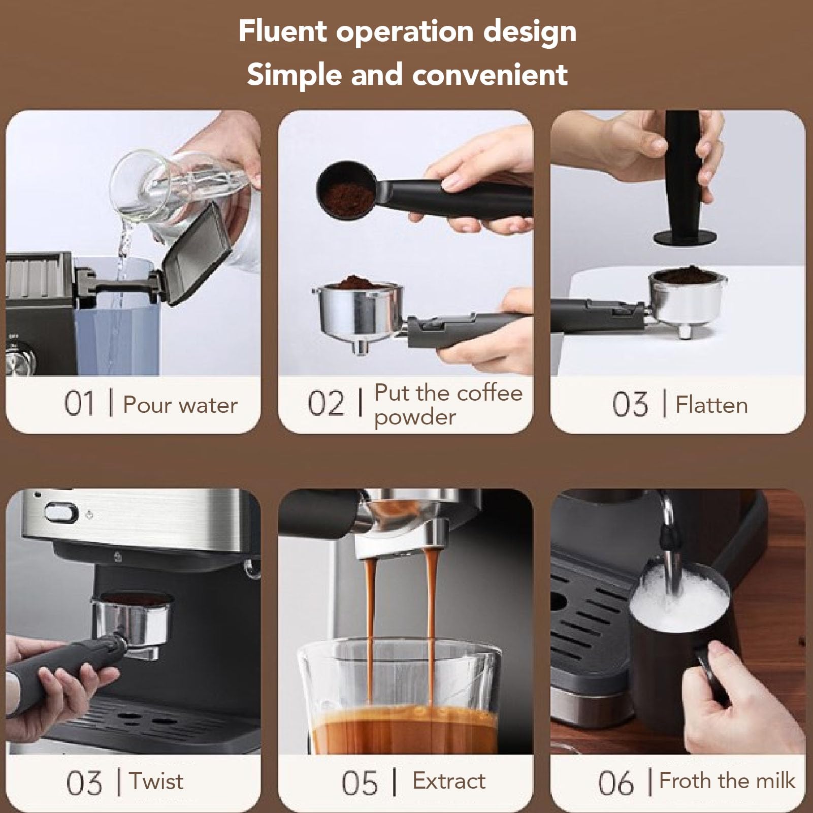 Semiautomática de 20 Bar con Tanque de Agua Grande para Entusiastas del café ABS de 1,5 L