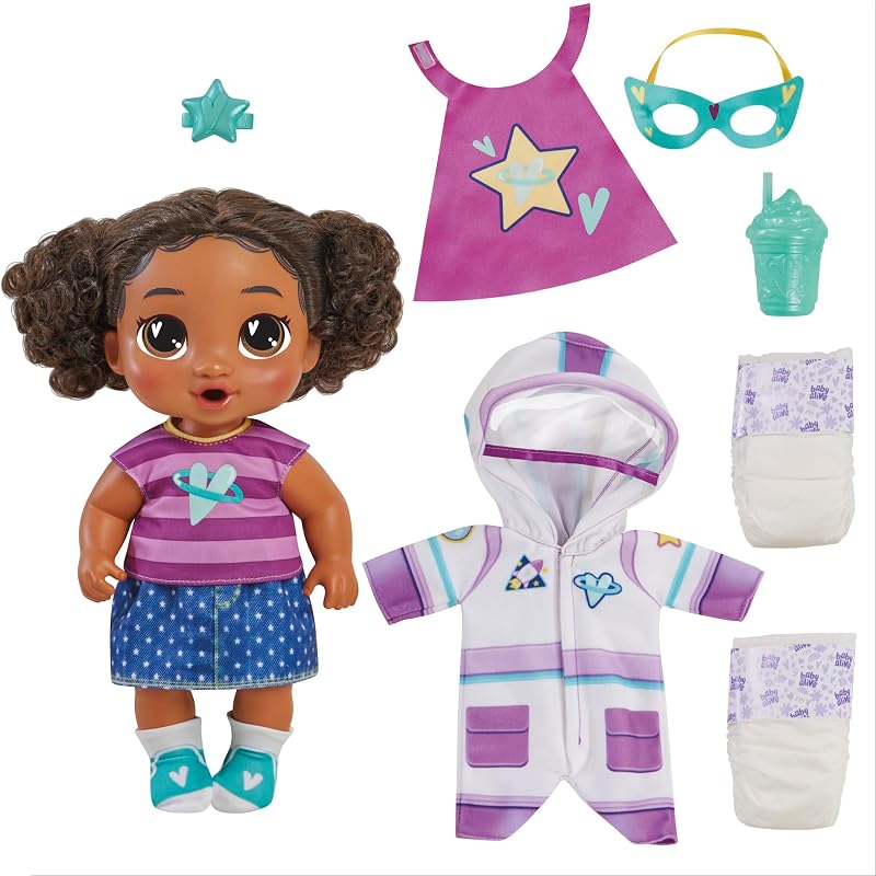 Super BFF Tilly Tinker Juego de muñeca bebé con pelo negro, 11 pulgadas, juguetes para niñas y niños de 3 años en adelante (exclusivo de Amazon)