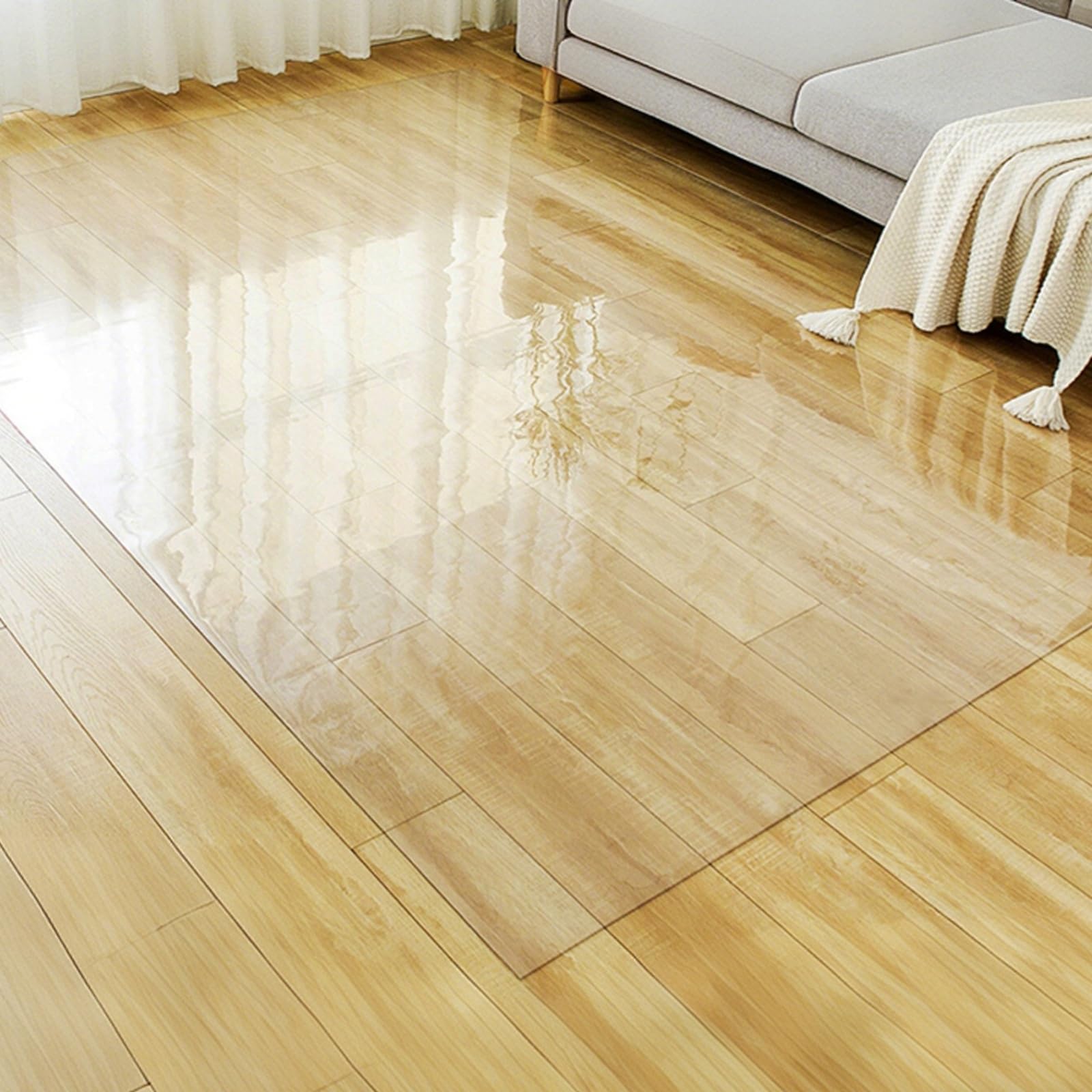 JNTFNE Best Clear Rug Mat for Living Room, Plastic Chair Home Office Computer Desk Floor Carpet PVC Protector, Hardwood Laminate Non-Slip Mats Doormat(3 x 12 FT/91 366CM)
