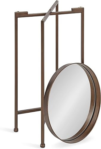 Miniatura 6 de Kate and Laurel Celia - Mesa redonda plegable de metal con bandeja de espejo, color bronce