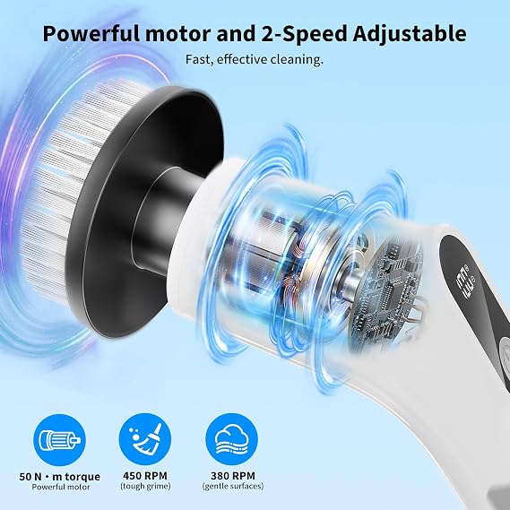 Cordless Electric Cleaning Brush, 8 in 1 Power Electric Spin Scrubber
