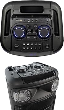 Midex 1200 Watt Taşınabilir Bluetooth Hoparlör, 2 Kablosuz Mikrofon, USB/TF/AUX Girişi, Ekho Özelliği, Uzaktan Kumanda, Siyah