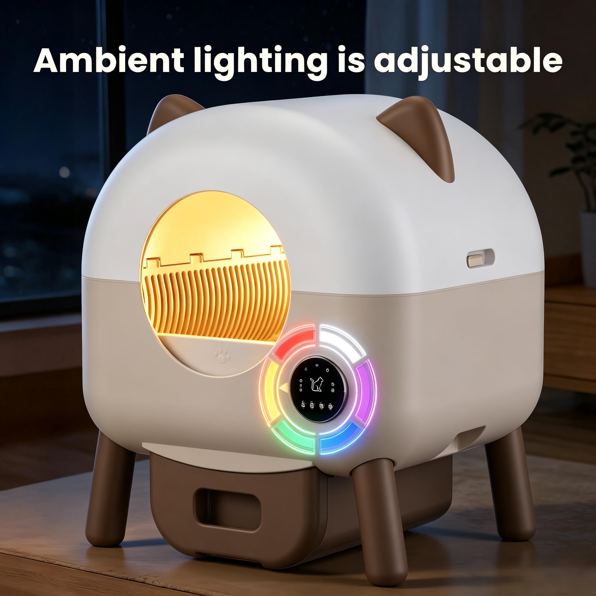 Lettiera Gatto Autopulente XXL, 79L Grande Capacità Lettiera Gatto Chiusa, Sensori di Sicurezza, 6 Luci, Eliminazione Odori, Controllo App,Silenziosa,Facile da Pulire,Lettier Automatica per Più Gatti