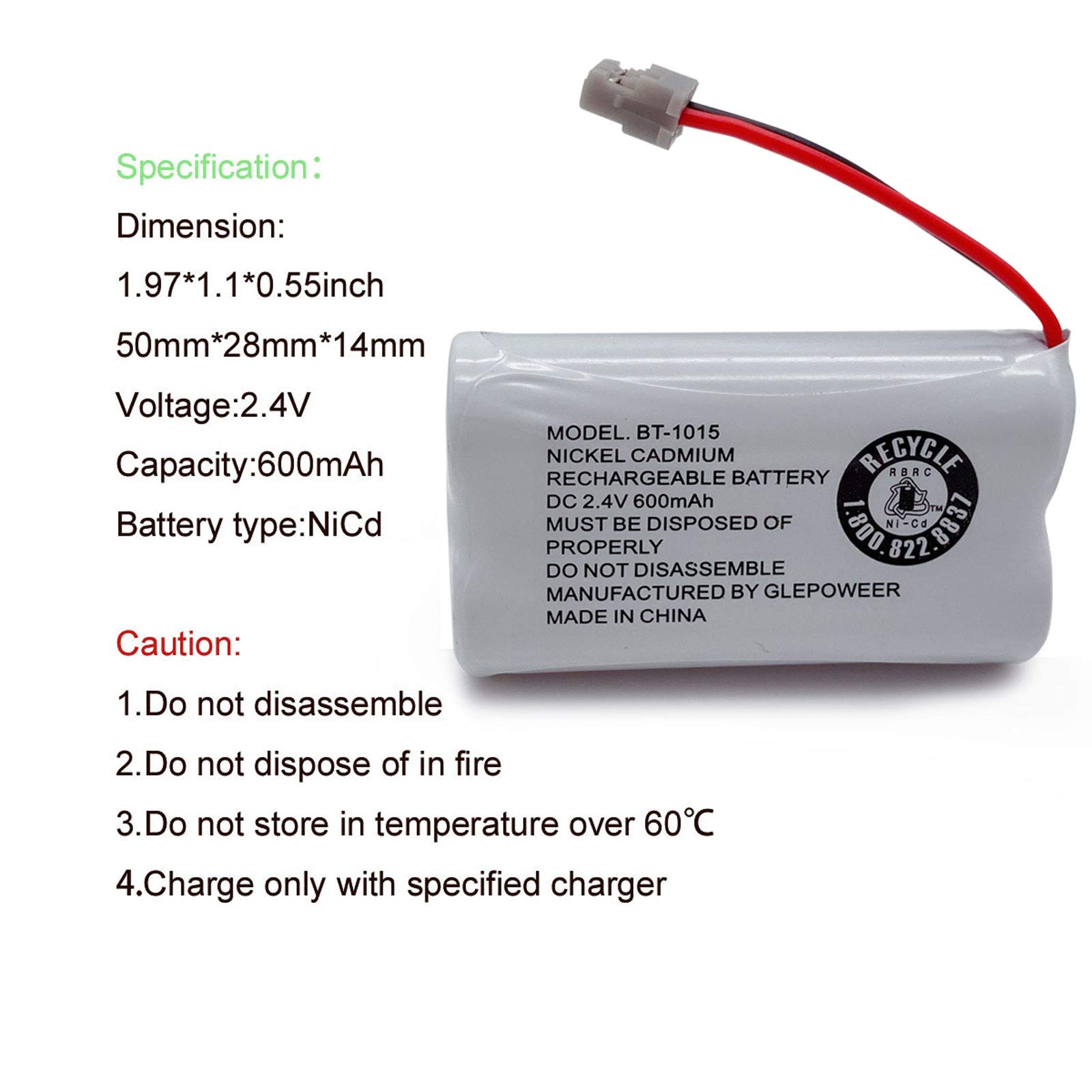 GLEPOWEER BT1015 BT1007 Cordless Phone Battery Comptible for Uniden DCX150 DECT1500 D1484 BT-1007 BT-1015 BT-904 BBTY0460001 BBTY0510001 Telephones(3 Pack)