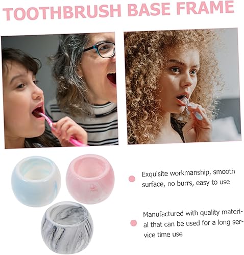 Miniatura 5 de WOONEKY Soporte para cepillos de dientes eléctrico, soporte para cepillos de dientes de mármol, mini soporte para cepillos de dientes, caja