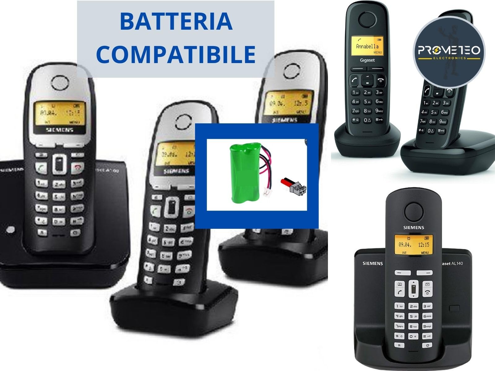 Batteria Ricaricabile Per Telefono Cordless Gigaset/Siemens - Ni-Mh 2,4V 700mAh AAA - Compatibile - Foto 11