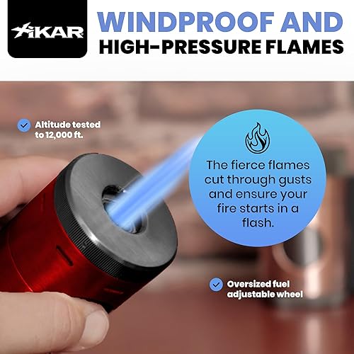 Miniatura 3 de XiKAR Volta Quad Flame - Encendedor de puros de mesa en una atractiva caja de regalo (rojo)