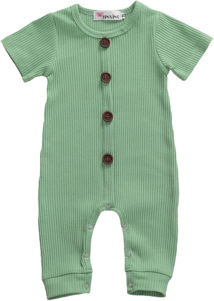 Sasaerucure Infant Baby Boy Girl Romper Solid Plain One Piece Jumpsuits Bodysuit Pajama Short Sleeve One Piece Baby Clothes