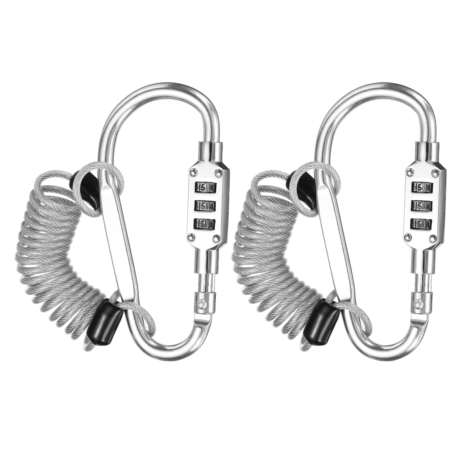 PATIKIL Security Steel Cable Lock, (3.3 Feet, Silver)(2 Set), Double Loop Safety Wire Rope with 3.8" D-Shaped 3-Digit Code Combination Lock, Suit for - Bicycles/Motorcycle/Suitcase/Luggage