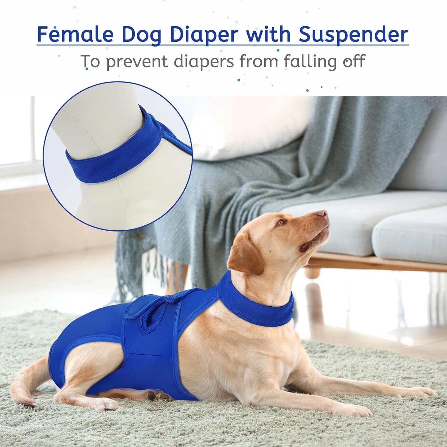 Dog Diapers Female Reusable Washable Period Diaper with Suspender,Adjustable Dog Panties Anti-Harassment, Doggie Diapers for Incontinence, Heat Cycles, or Senior Dogs（XS-XL