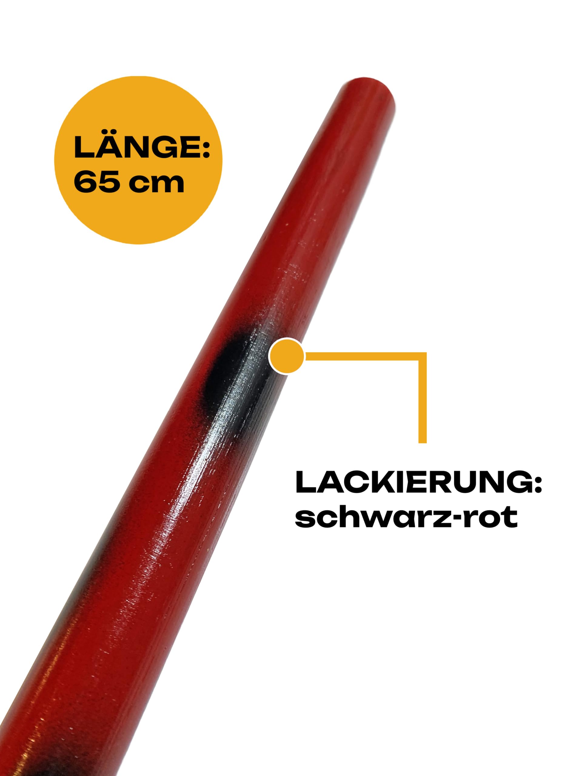 Lot de 2 bâtons Escrima Kali Arnis - Noir/rouge - Avec sac à armes - 65 cm - En rotin poli laqué