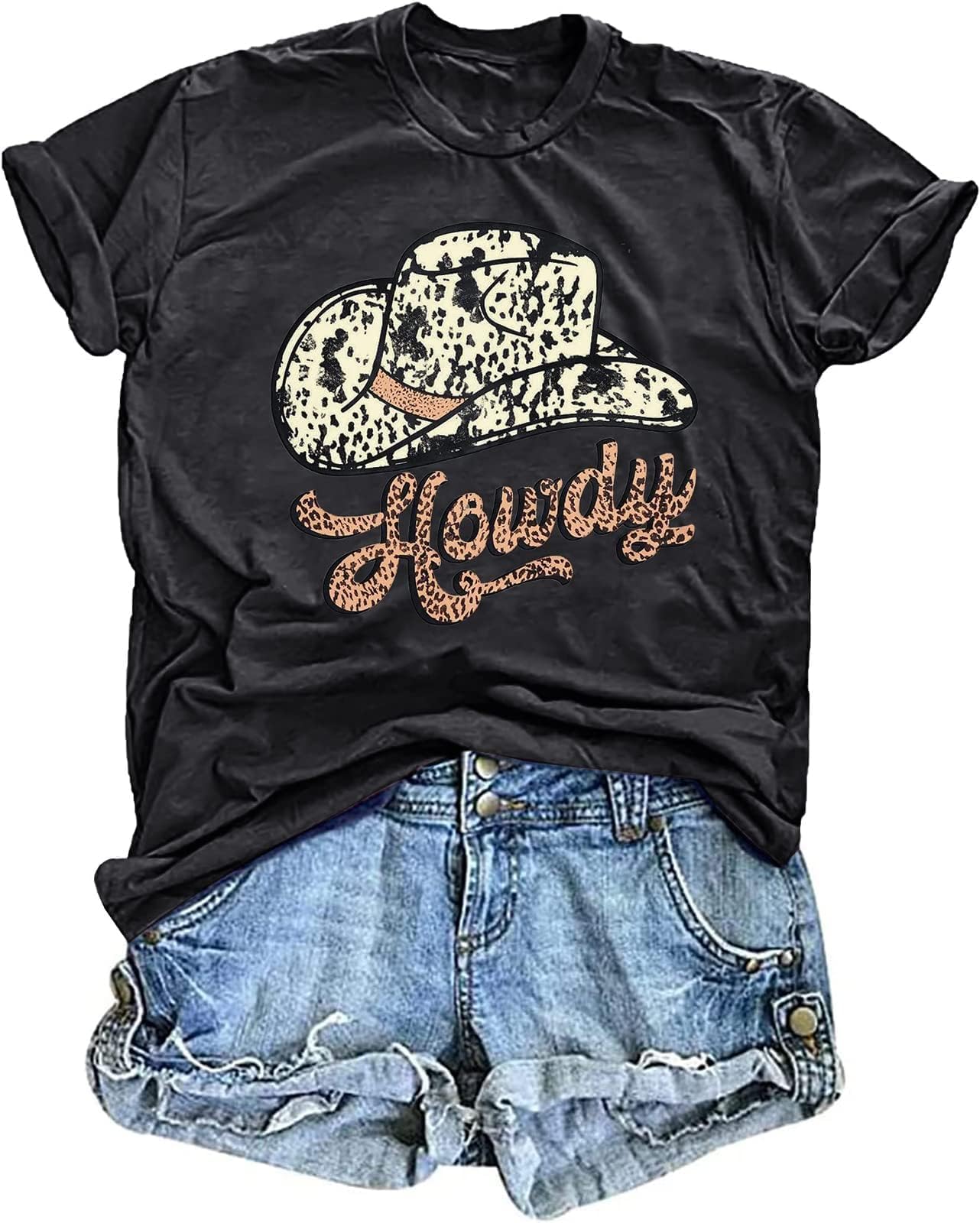 BEDDANCountry Music Shirt for Women Cow Skull Shirts Western Graphic T Shirts Rodeo Cowboy Short Sleeve Casual Tee Tops